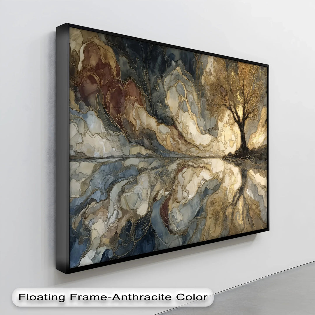 Eternal Roots – Golden Tree Reflected Abstract Canvas Print - MyPhotoStation