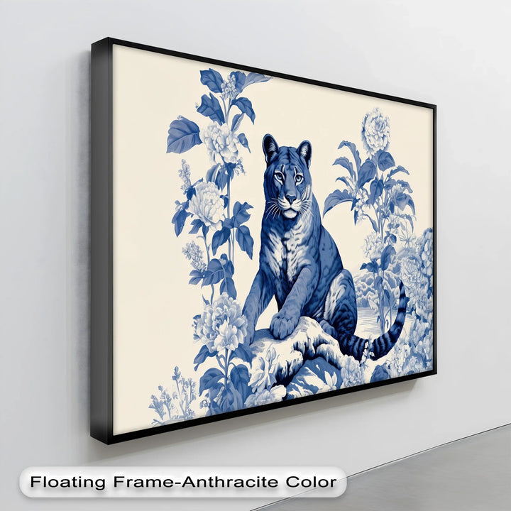 Blue Tiger Among Blossoms – Botanical Jungle Canvas Print - MyPhotoStation