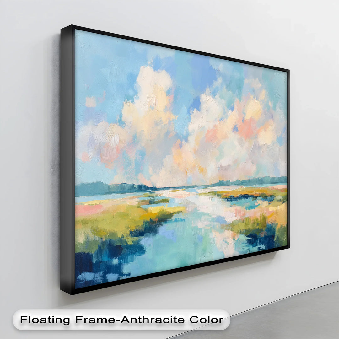 Sunlit Marsh Serenity – Impressionist Abstract Landscape Canvas Print - MyPhotoStation