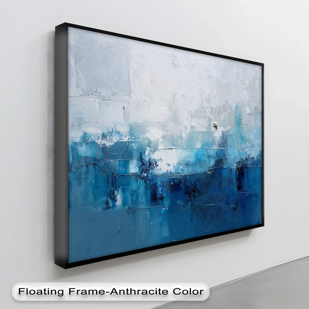 Ocean Mist Abstraction – Blue and White Textured Canvas Print - MyPhotoStation