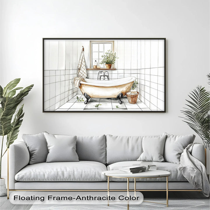 Clawfoot Bathtub in White Tile - Canvas Print - MyPhotoStation