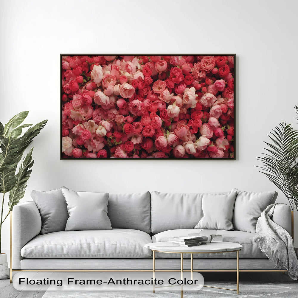 Romantic Peony Garden – Blush and Crimson Floral Canvas Print - MyPhotoStation