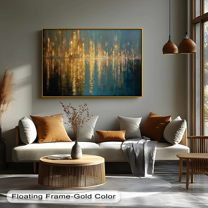 Luminous Skyline – Golden Reflections Cityscape Canvas Print - MyPhotoStation