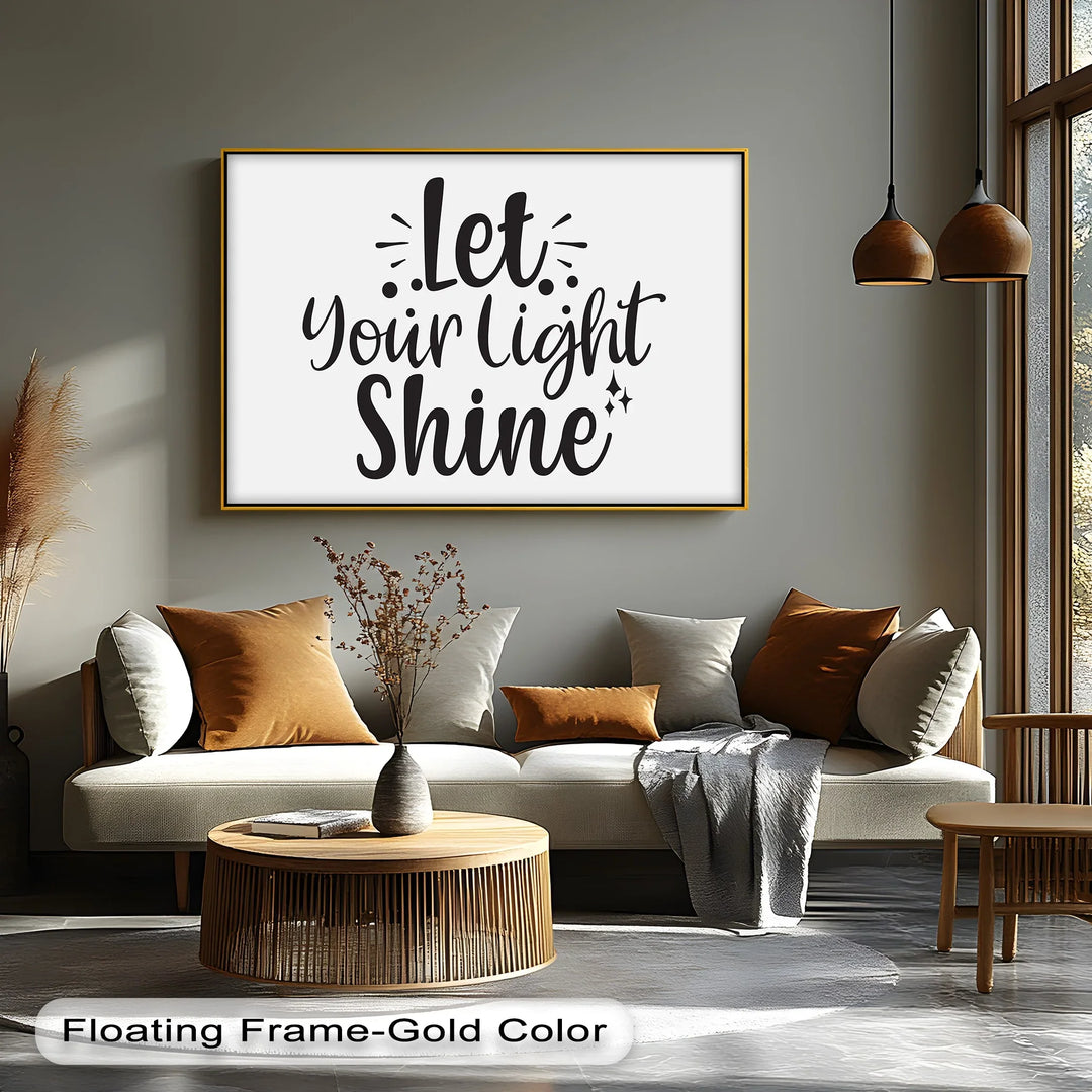 Let Your Light Shine – Uplifting Modern Script Canvas Print - MyPhotoStation