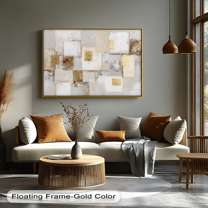 Golden Harmony in Neutrals – Abstract Texture Canvas Print - MyPhotoStation