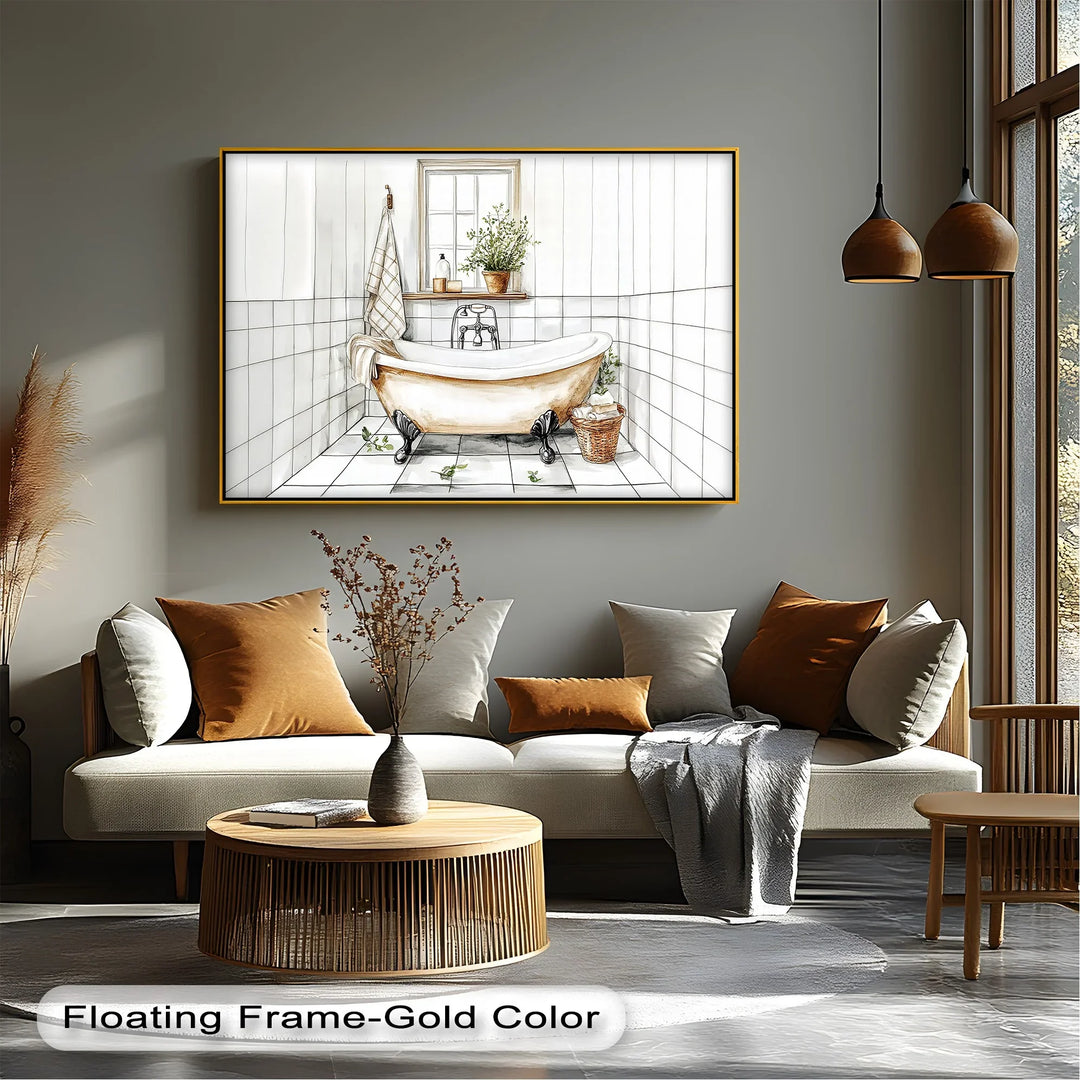 Designed for lovers of shabby chic decor, this canvas print brings soft elegance and a fresh farmhouse touch to your bathroom or guest suite.