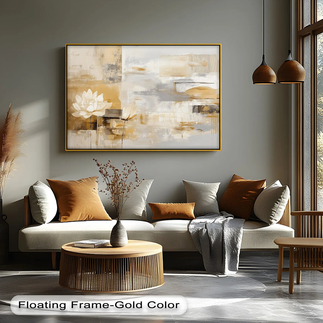 Minimalist flower canvas print with textured abstract style