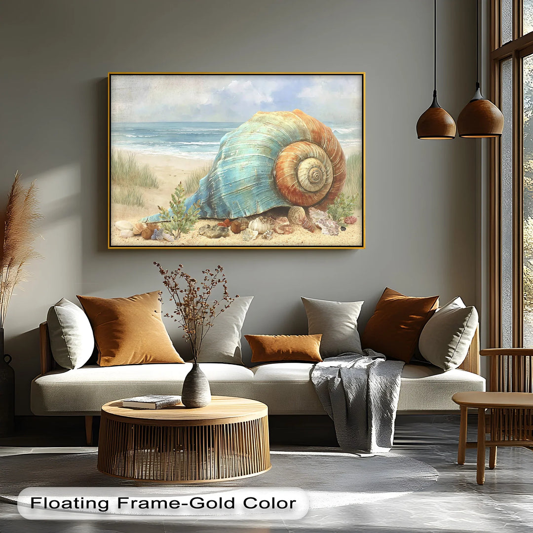 Coastal Tranquility – Sea Shell on the Shoreline Canvas Print - MyPhotoStation