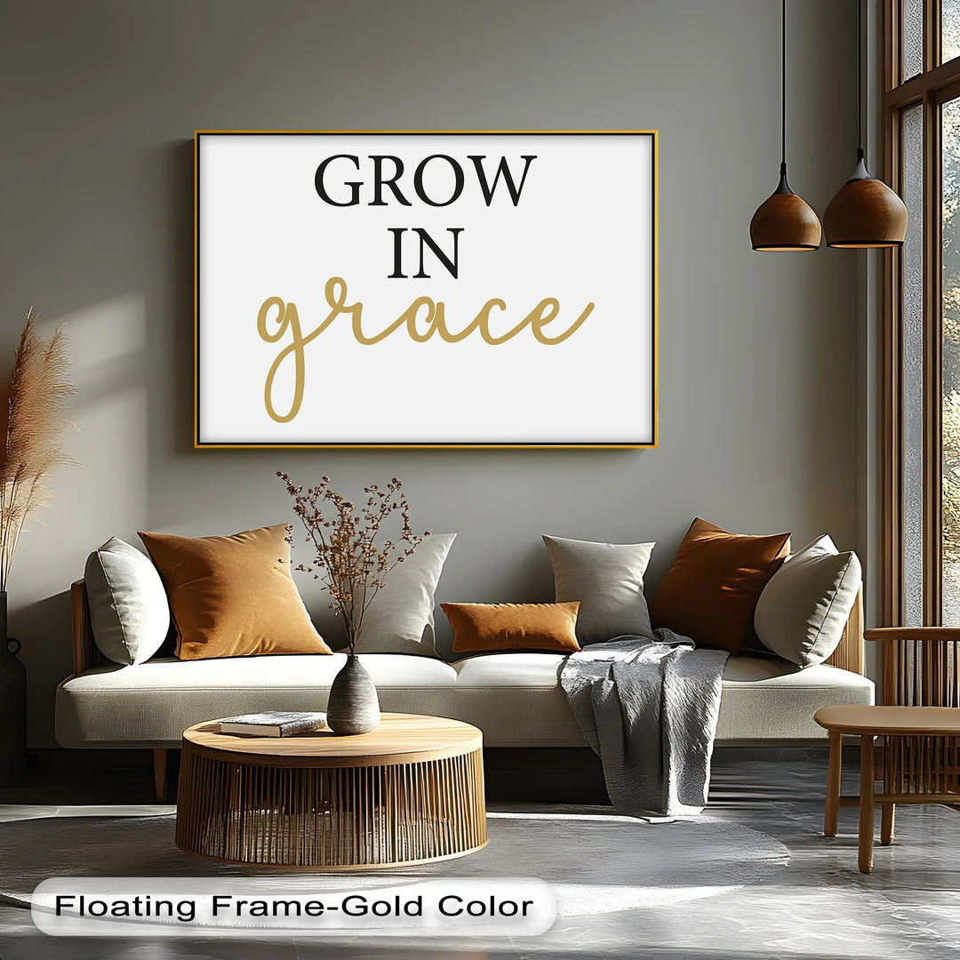 Grow in Grace – Inspirational Script Typography Canvas Print - MyPhotoStation