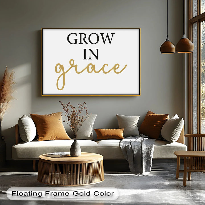 Grow in Grace – Inspirational Script Typography Canvas Print - MyPhotoStation