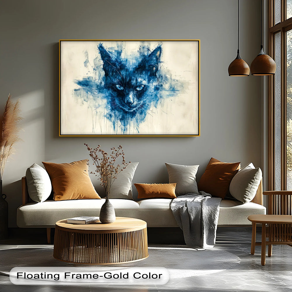 Mystic Blue Cat – Abstract Watercolor Canvas Print - MyPhotoStation