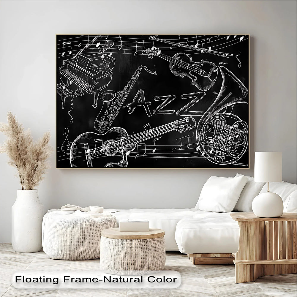 Black and White Instrument Illustration - Music Canvas Prints - MyPhotoStation