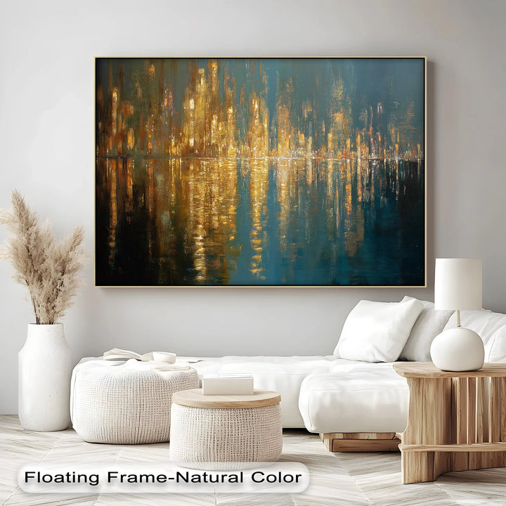Luminous Skyline – Golden Reflections Cityscape Canvas Print - MyPhotoStation