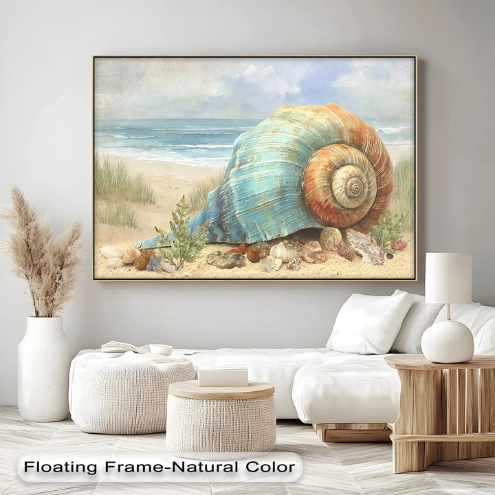 Coastal Tranquility – Sea Shell on the Shoreline Canvas Print - MyPhotoStation