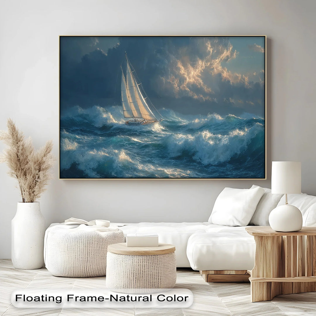 Racing the Storm – Dramatic Ocean Sailboat Scene Canvas Print - MyPhotoStation