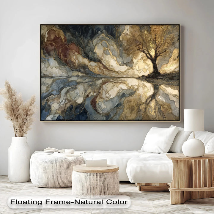 Eternal Roots – Golden Tree Reflected Abstract Canvas Print - MyPhotoStation