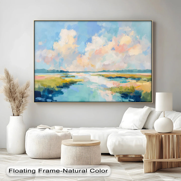 Sunlit Marsh Serenity – Impressionist Abstract Landscape Canvas Print - MyPhotoStation