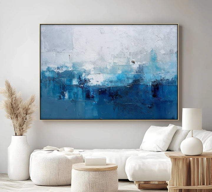 Ocean Mist Abstraction – Blue and White Textured Canvas Print - MyPhotoStation