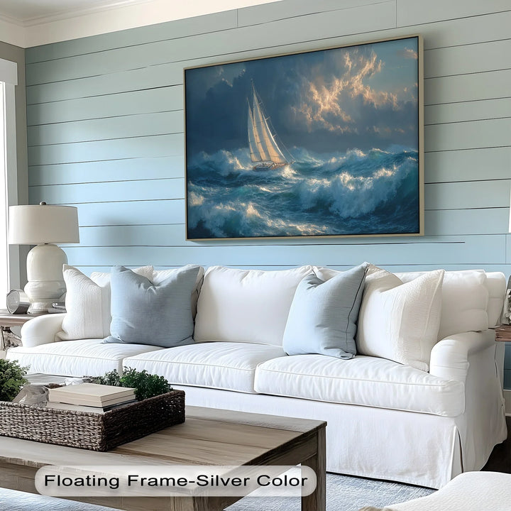 Racing the Storm – Dramatic Ocean Sailboat Scene Canvas Print - MyPhotoStation