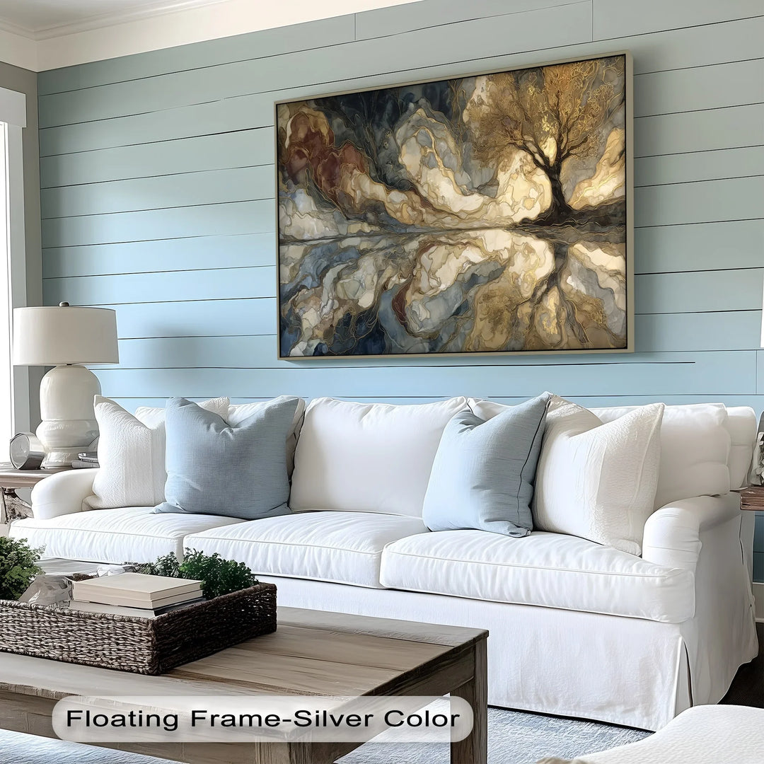 Eternal Roots – Golden Tree Reflected Abstract Canvas Print - MyPhotoStation