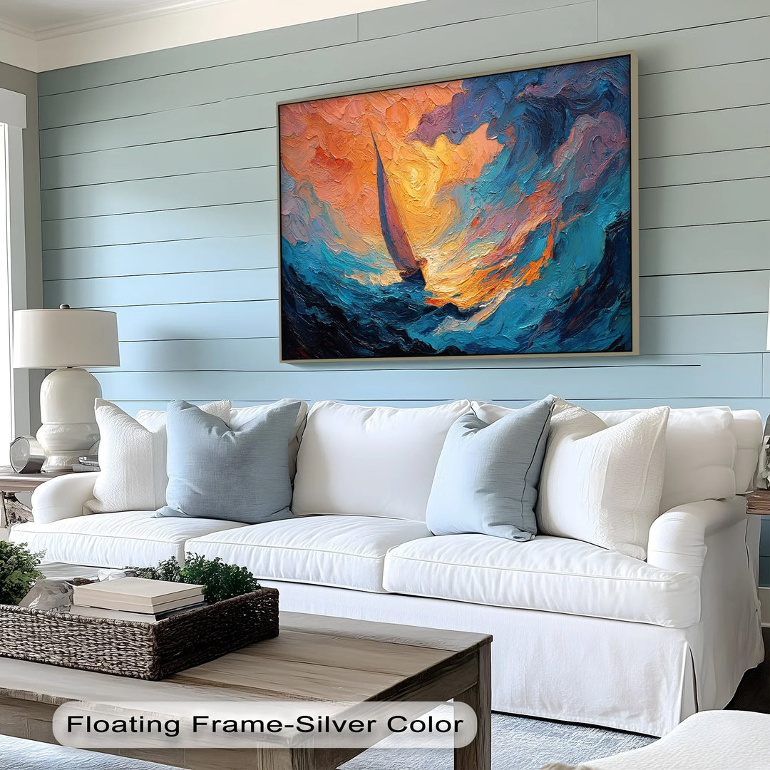 Into the Storm – Abstract Sailboat Sunset Canvas Print - MyPhotoStation