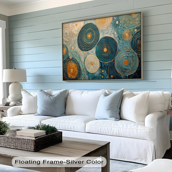 Golden Spiral Blossoms – Teal and Gold Abstract Canvas Print - MyPhotoStation