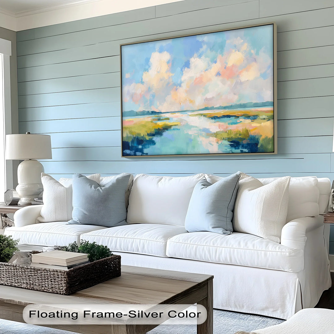 Sunlit Marsh Serenity – Impressionist Abstract Landscape Canvas Print - MyPhotoStation