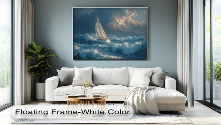 Racing the Storm – Dramatic Ocean Sailboat Scene Canvas Print - MyPhotoStation