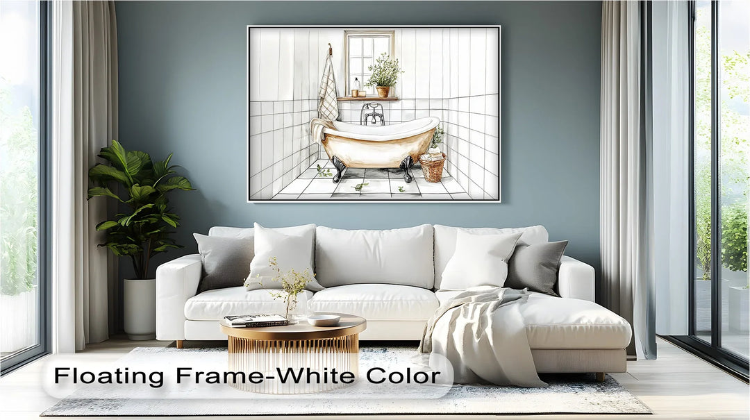 Clawfoot Bathtub in White Tile - Canvas Print - MyPhotoStation