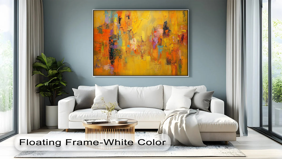 Colorful modern canvas art in sun-kissed yellows and vibrant tones