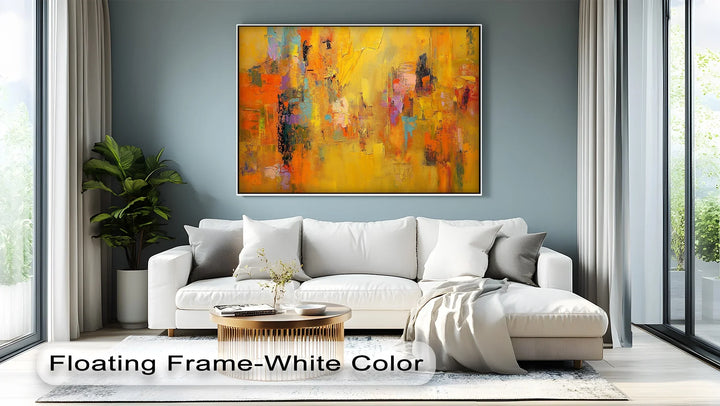 Colorful modern canvas art in sun-kissed yellows and vibrant tones
