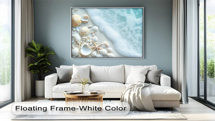 Coastal Calm – Seashells and Shoreline Foam Canvas Print - MyPhotoStation