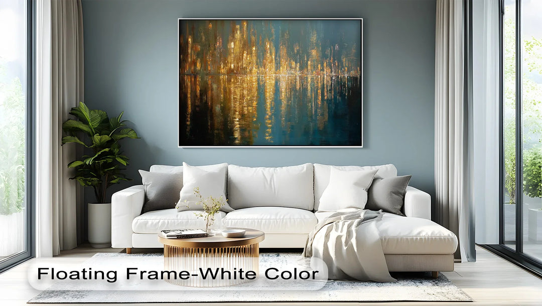Luminous Skyline – Golden Reflections Cityscape Canvas Print - MyPhotoStation