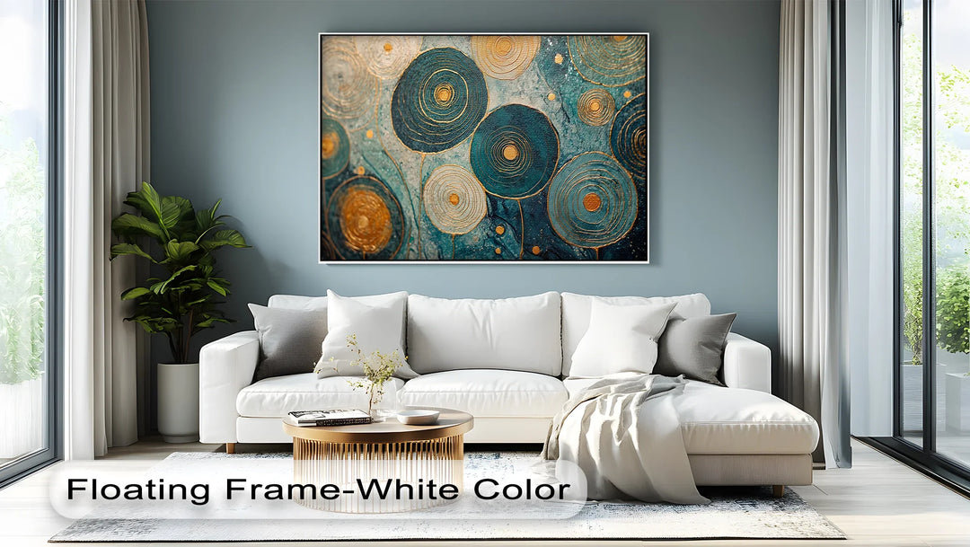 Golden Spiral Blossoms – Teal and Gold Abstract Canvas Print - MyPhotoStation