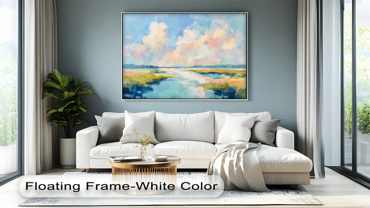 Sunlit Marsh Serenity – Impressionist Abstract Landscape Canvas Print - MyPhotoStation