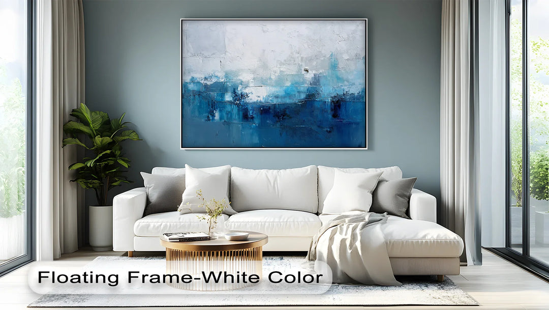 Ocean Mist Abstraction – Blue and White Textured Canvas Print - MyPhotoStation