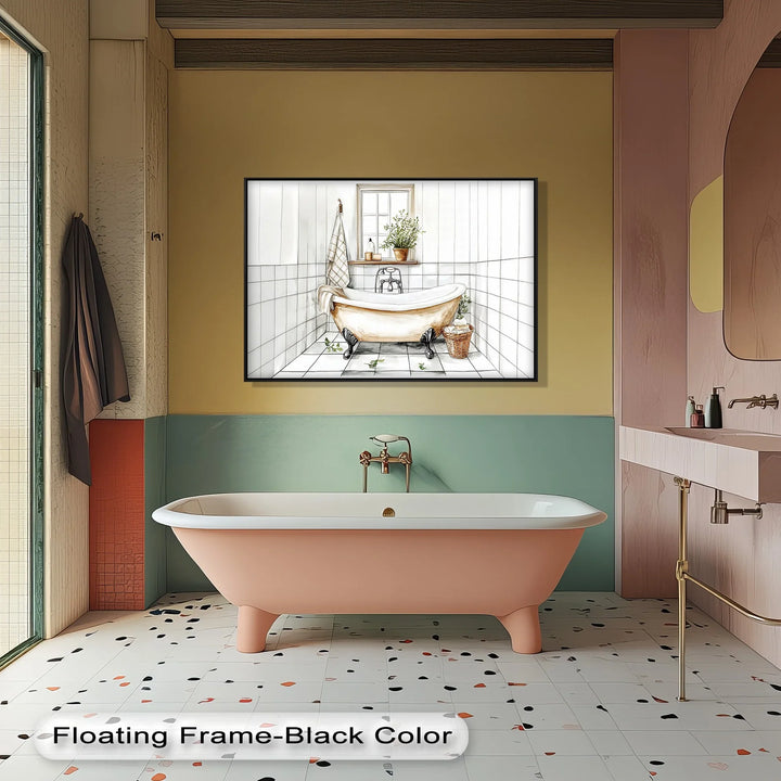 Clawfoot Bathtub in White Tile - Canvas Print - MyPhotoStation