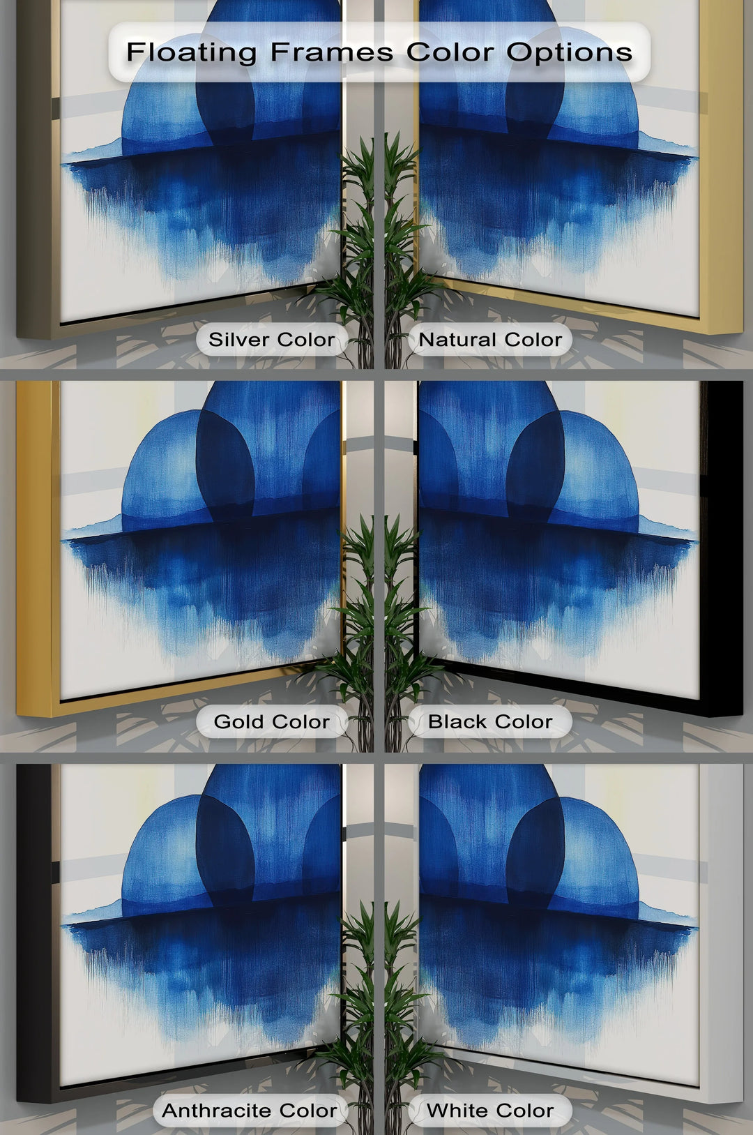 Indigo Spheres Over Water – Minimalist Blue Abstract Canvas Print - MyPhotoStation