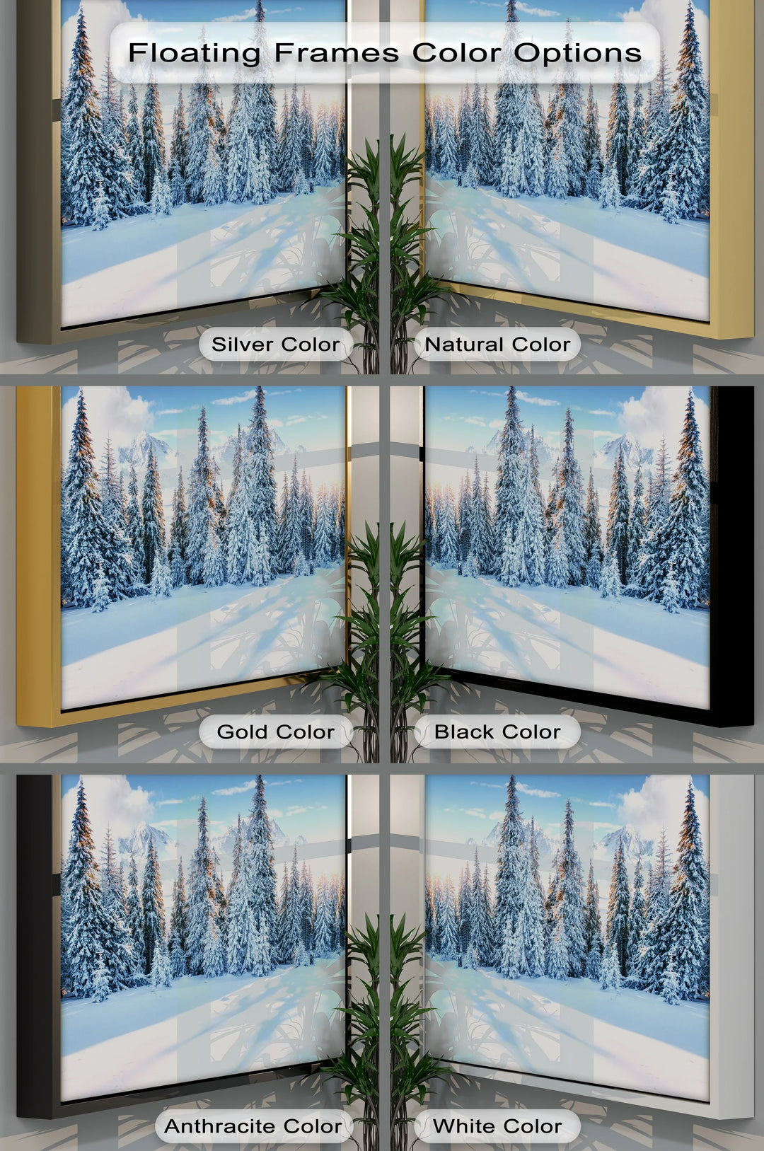 Silent Pines in Winter Sun – Snowy Forest Landscape Canvas Print
