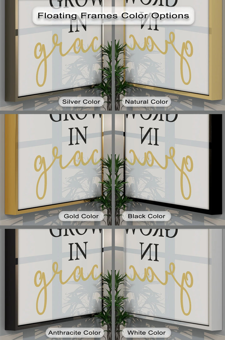 Grow in Grace – Inspirational Script Typography Canvas Print - MyPhotoStation