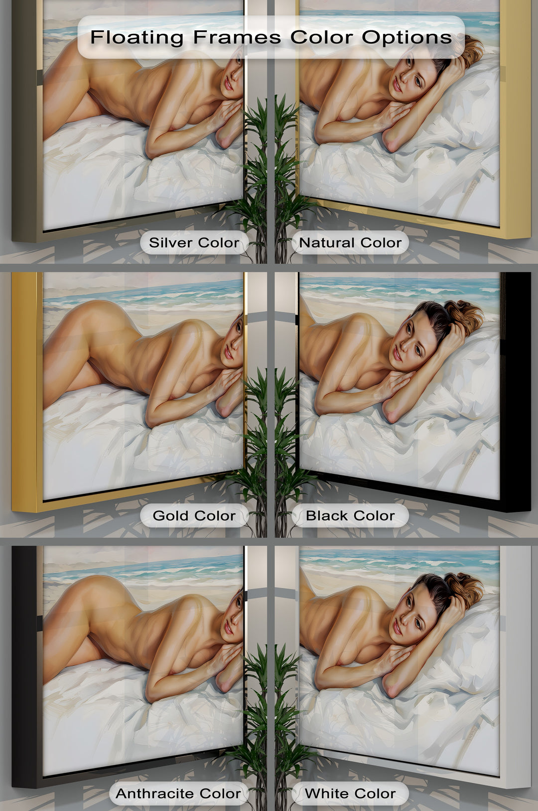 Bare Bliss – Nude Beach Framed Erotic Canvas Wall Art | Naked Art
