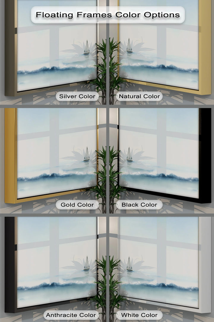 Sailboat on Tranquil Waters – Minimal Ocean Horizon Canvas Print - MyPhotoStation