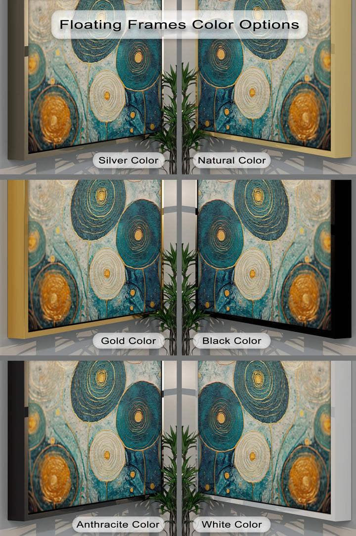 Golden Spiral Blossoms – Teal and Gold Abstract Canvas Print - MyPhotoStation