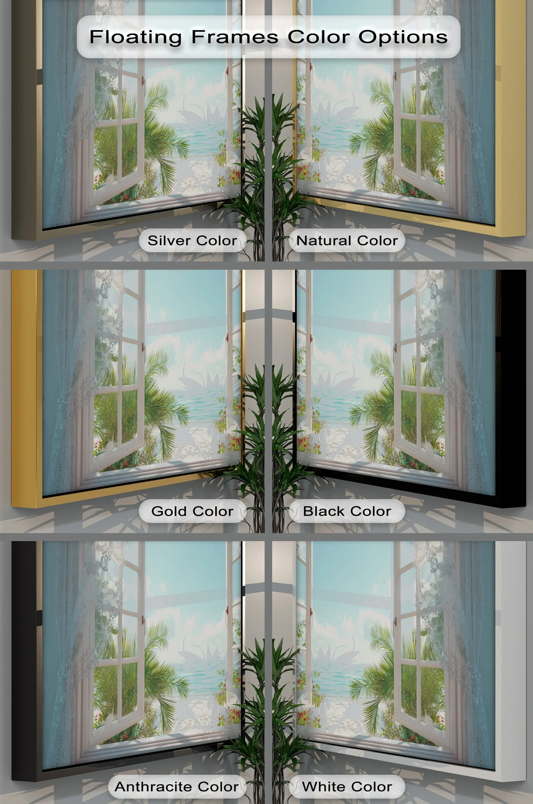 Ocean View Through Lace Window – Coastal Canvas Print Wall Art - MyPhotoStation