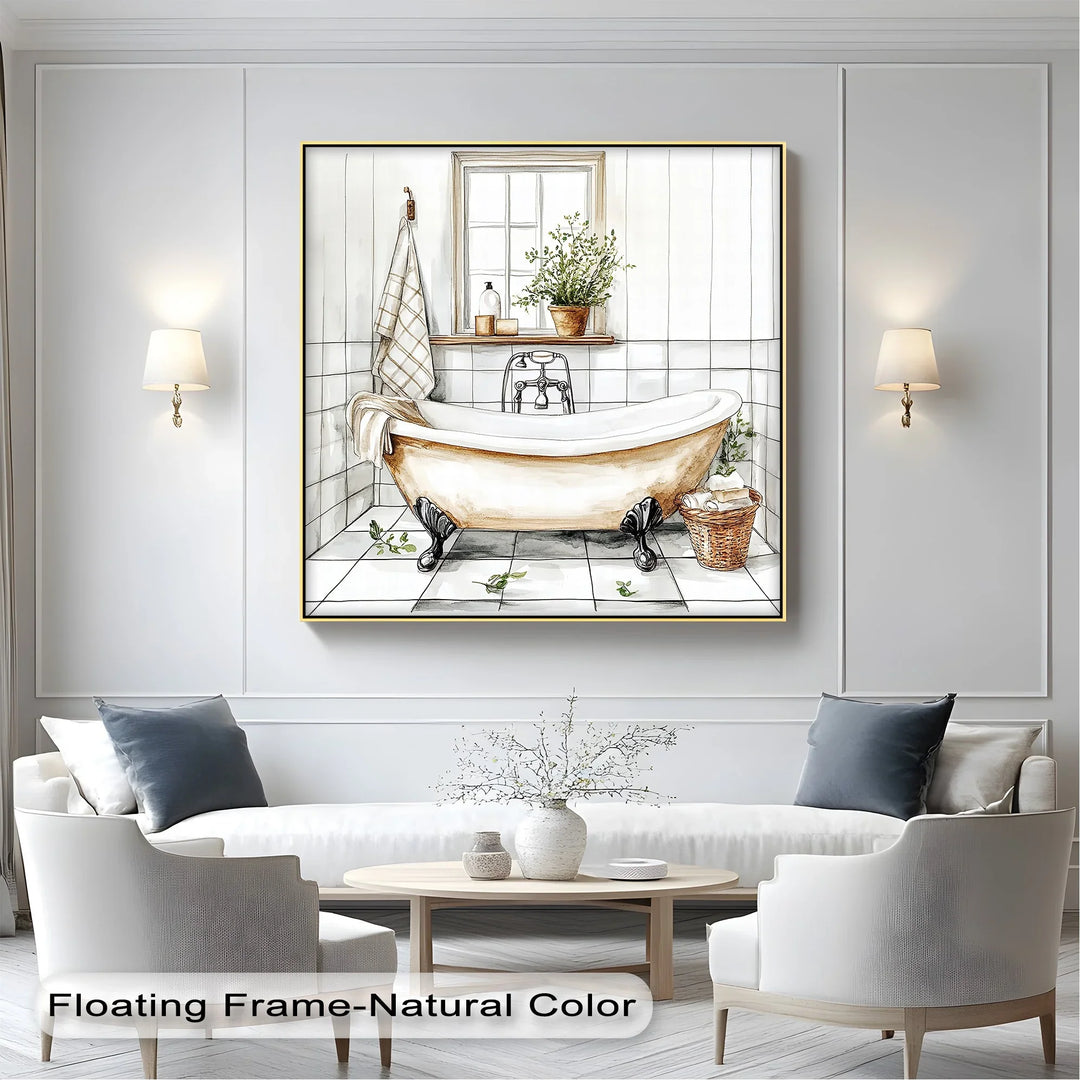 Clawfoot Bathtub in White Tile - Canvas Print - MyPhotoStation
