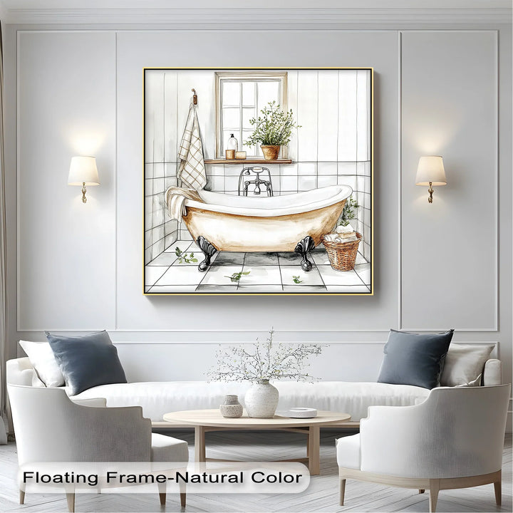Clawfoot Bathtub in White Tile - Canvas Print - MyPhotoStation