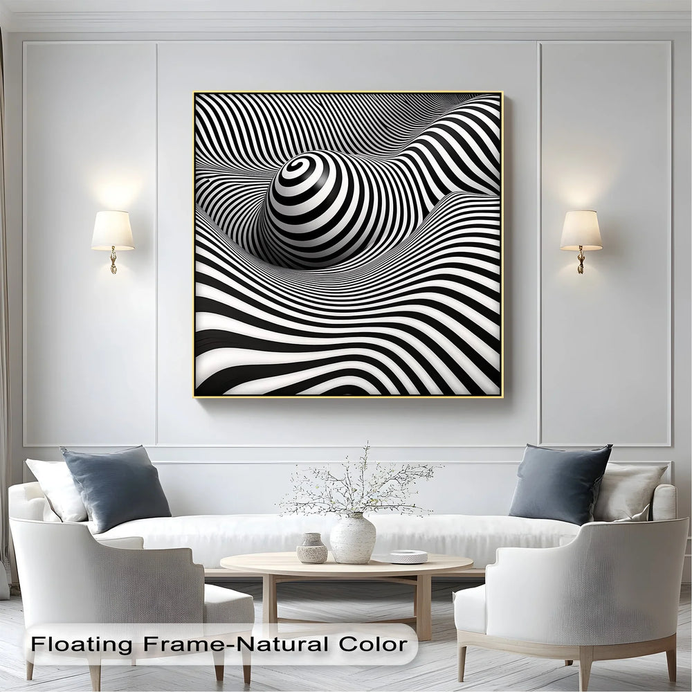 Hypnotic Spiral Wave Illusion – Black & White Canvas Print - MyPhotoStation