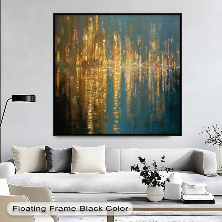 Luminous Skyline – Golden Reflections Cityscape Canvas Print - MyPhotoStation