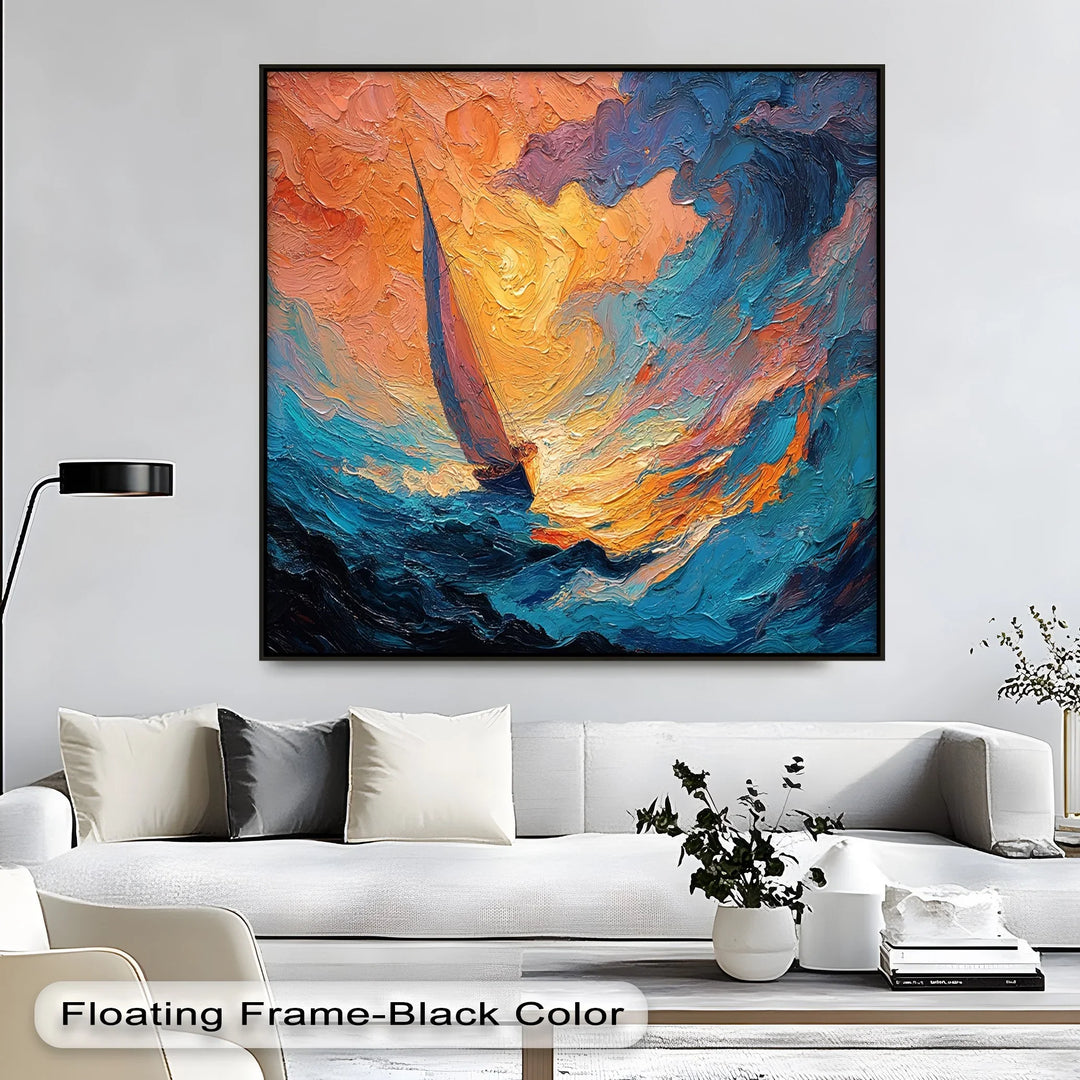 Into the Storm – Abstract Sailboat Sunset Canvas Print - MyPhotoStation