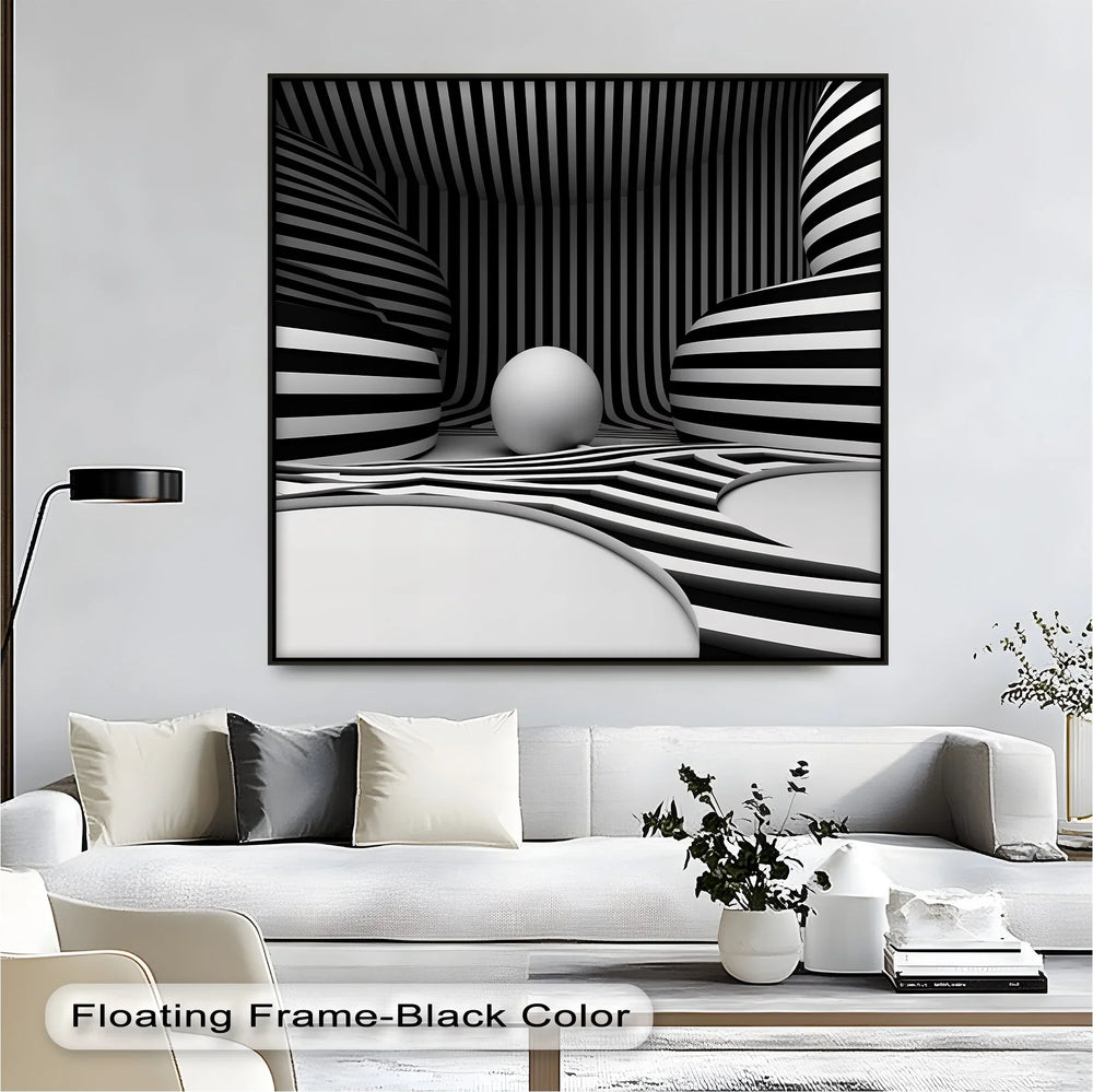 Monochrome Illusion Chamber – Black & White Canvas Print - MyPhotoStation